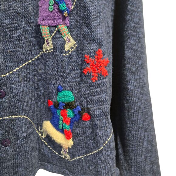 MARISA CHRISTINA Ice Skater Knit Cardigan Sweater Christmas Size XL - Picture 5 of 5